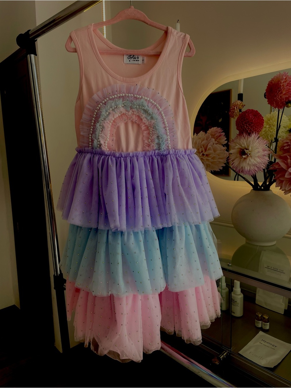 Lola + The Boys Pastel Rainbow Tulle Dress - Pink, Purple, Blue